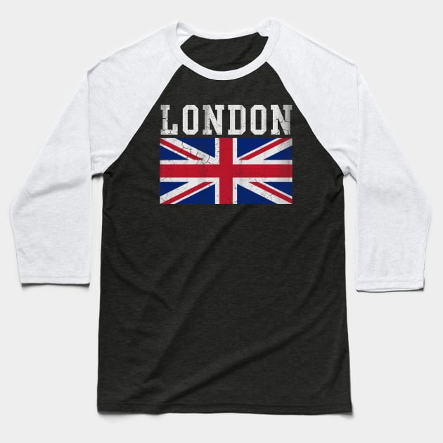 London England Union Jack Vintage Baseball T-Shirt by E